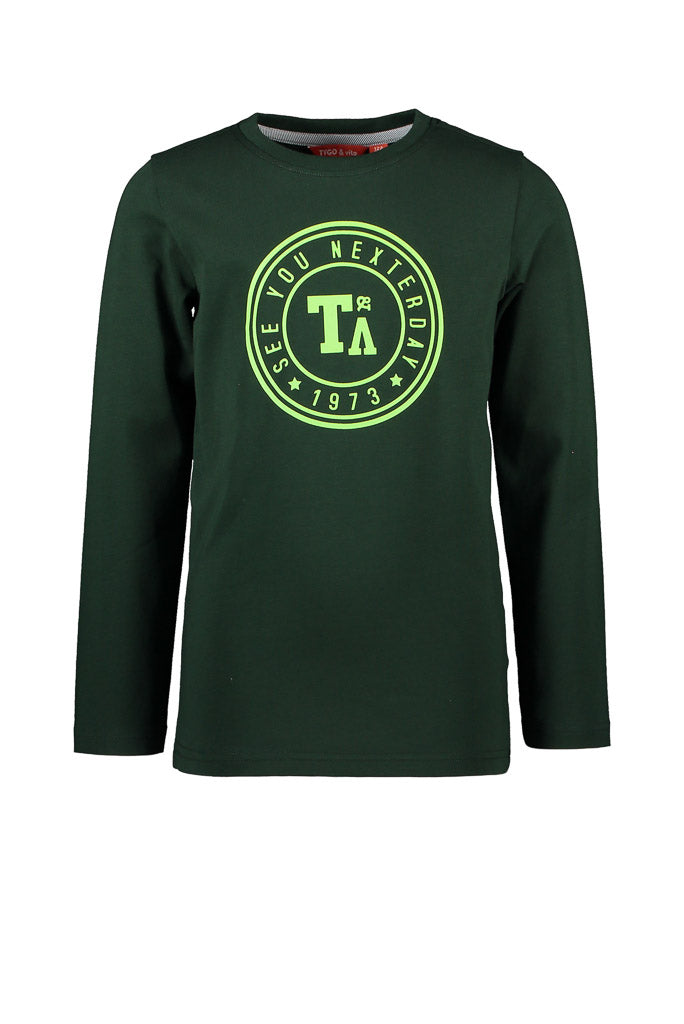 Boys Long Sleeve Logo Top - Green