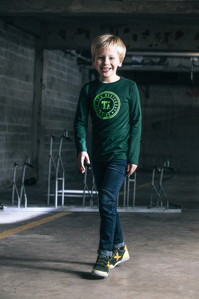 Boys Long Sleeve Logo Top - Green